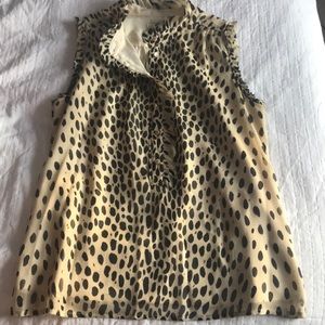 J.Crew tan and black sleeveless blouse